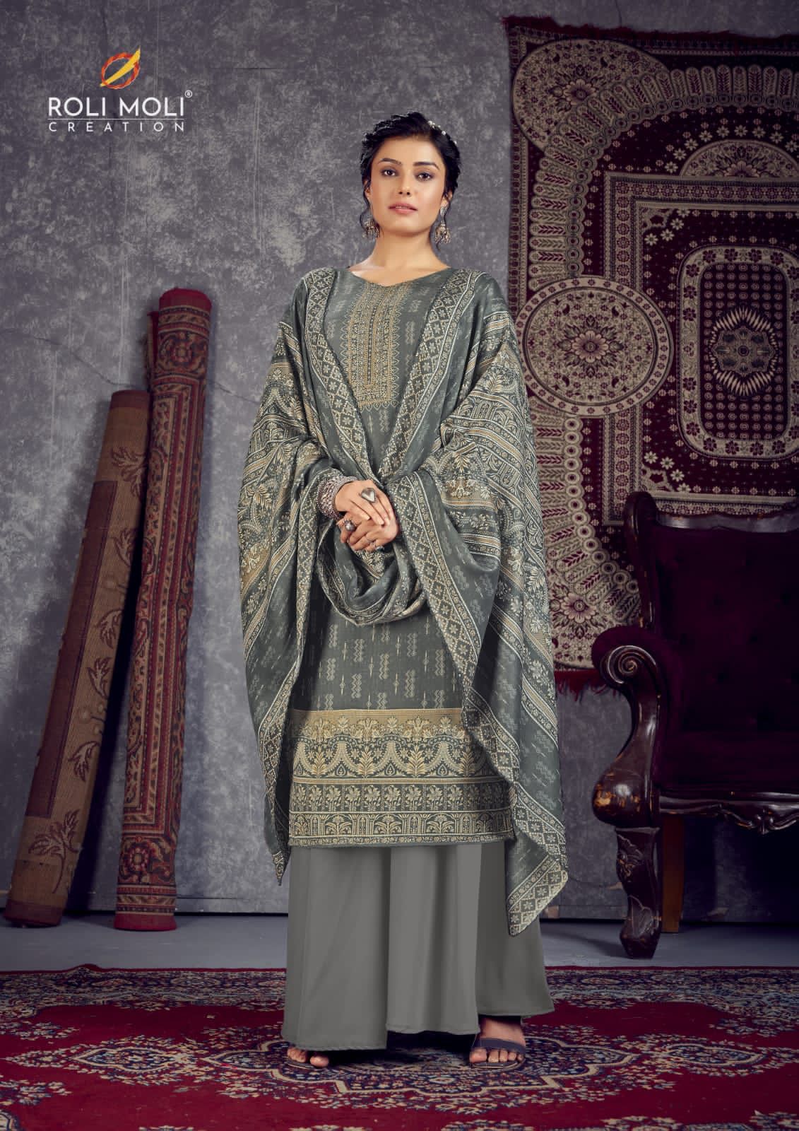 Roli Moli Ruhaaniyat Digital Printed Regular Wear Pashmina Dress Material Collection
